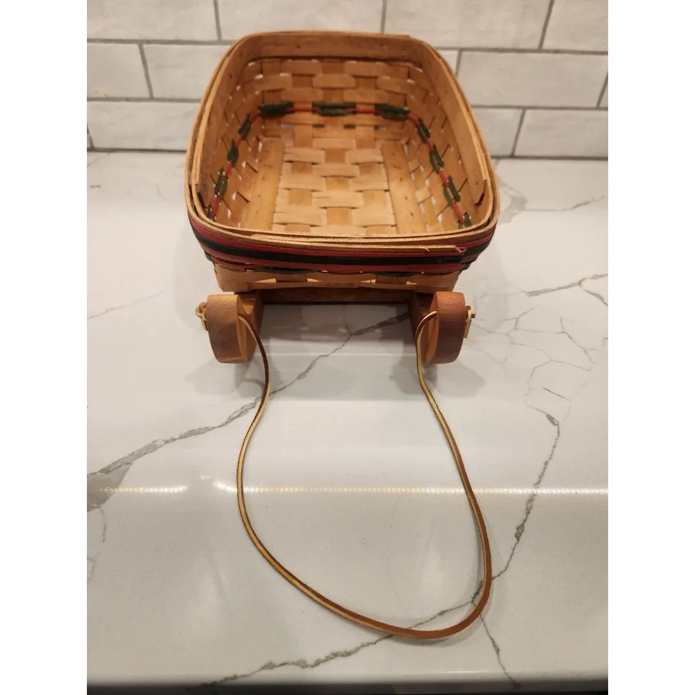 1990 Hand Woven‎ Sleigh Basket on Wood Runners~19th Century Basket Co~Christmas
